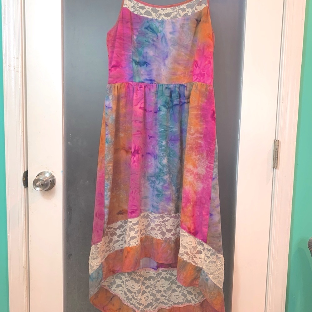 Urban Outfitters Band of Gypsies Tiedye Hi-low Lacey Bohemian Dress M